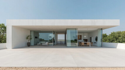 Minimalist White Concrete Residence – Modern Home with Clean Lines and Open Space