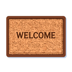Classic brown welcome doormat with a textured coir fiber surface and bold lettering.