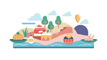 Delicious desserts and cakes with pineapple and fruit vector illustration design for food lovers and bakers