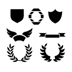 Fototapeta premium Laurel wreath, shield, wing, ribbon, and banners vector set. Laurel wreaths, shields, wings, ribbons illustration for awards, heraldry, logos, badges, and branding designs 