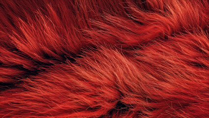 Macro closeup of vibrant red fur texture, perfect for fashion, decor, design, or creative animal-inspired backdrops.