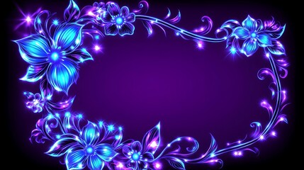 Floral frame, glowing, vibrant