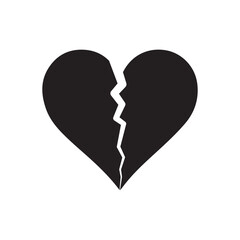 Broken heart icons in solid black collection