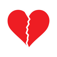 Broken heart easy editable vector icon. flat simple illustration of broken heart. Broken Love Icon Vector.