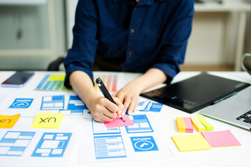 UX graphic designer planning application process development prototype wireframe for web smart...