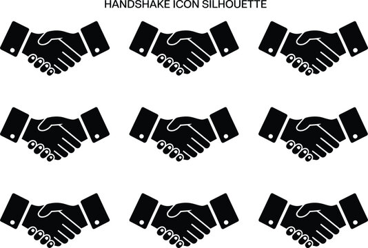 Business Handshake Icon Pattern Symbolic Gesture, Deal Agreement, Monochrome Style