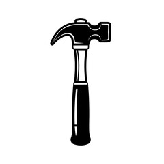 hammer isolated on white , A black and white vector illustration of a claw hammer on white background