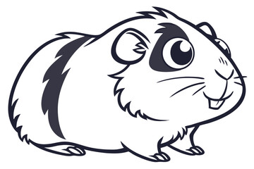 The chubby hamster with stripes is illustrated with clean outlines and simple details