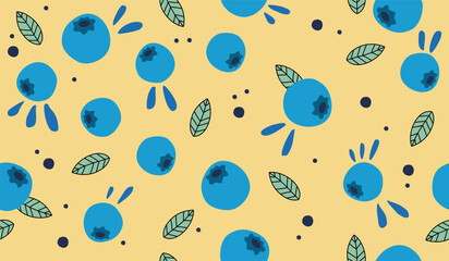 Cute blueberry fruits pattern background vector design