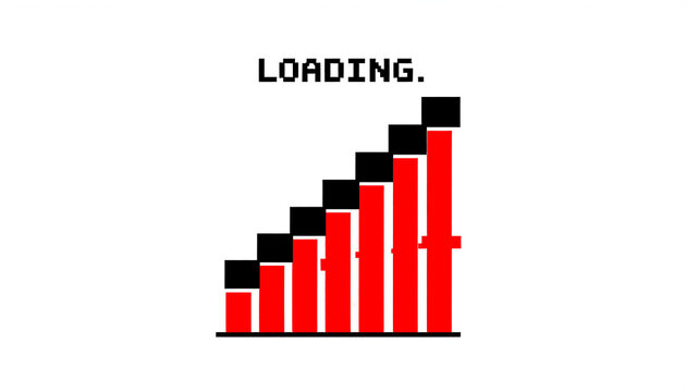 Red And Black Pixel Loading Bar On White Background
