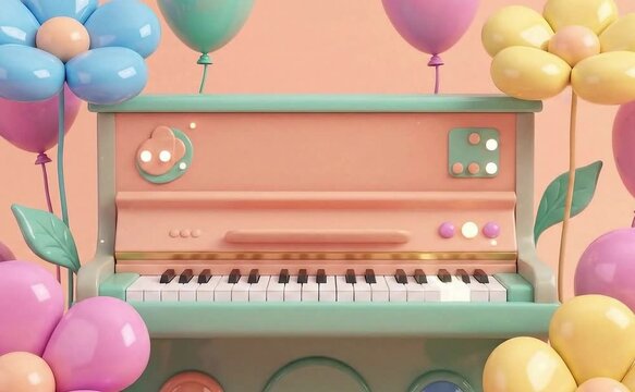 stylized piano with pastel background