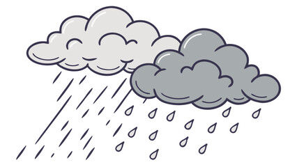 Fototapeta premium Illustration of rainy weather with storm clouds and falling rain drops for weather forecast design use