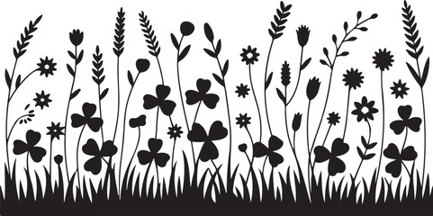 Black and White Botanical Grass Design

