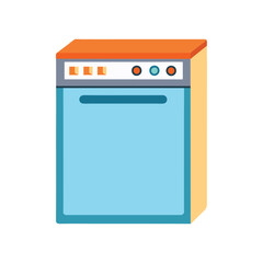 Vector Illustration of a Dishwasher Kitchen Appliance Isolated on a White Background
