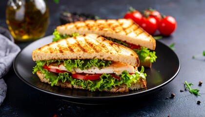 Grilled chicken sandwich on a plate