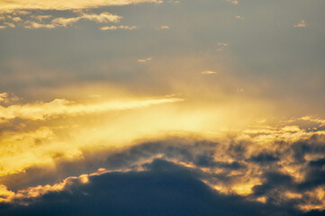 sun ray is go down and amazing dramatic orange cloud in sunset