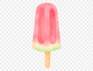 Pink popsicle ice cream watercolor illustration vector.