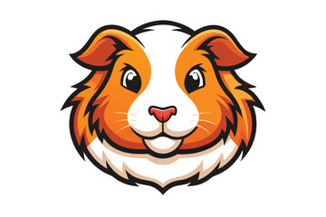 An adorable orange and white guinea pig's cheerful face smiles in this captivating mascot