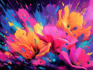 Surreal psychedelic flower bursting with vivid colors and textures, perfect for abstract or fantasy visuals.