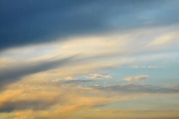 sun ray is go down and amazing dramatic orange cloud in sunset