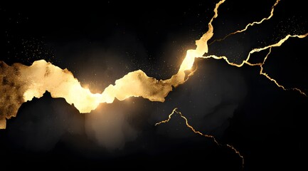 Golden Electric Threads Cutting Across the Dark