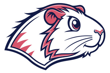 Guinea pig head showing profile in white, navy, and rose colors looks unique