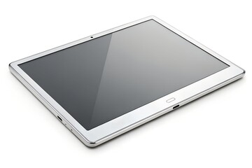 Silver tablet device with blank screen display
