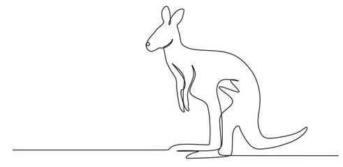 continuous line art of a kangaroo from the australian forest