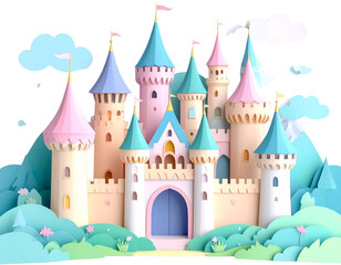 Fairytale Castle in Paper Cut Style