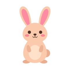 Cute beige cartoon rabbit with pink ears and rosy cheeks, standing in a simple, friendly pose.