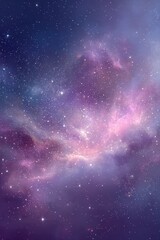 Naklejka premium Vast Colorful Galaxy with Pink Purple and Blue Nebula and Bright Stars in Deep Space