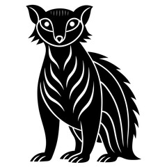 Obraz premium Stylized black silhouette of a sitting raccoon with white accents