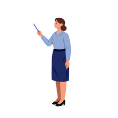 female teacher teaching students flat vector illustration version