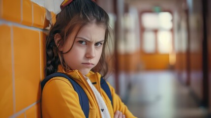 Empowering anti-bullying awareness month for children in schools. Copy space. Horizontal banner. The problem of bullying at school, bullying of classmates based on nationality, race or class