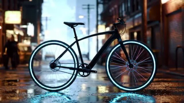 Modern electric bike city night