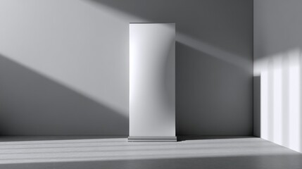 Blank retractable banner in a minimalist setting