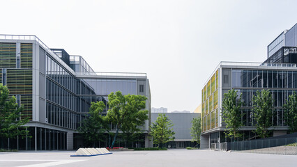 Low-carbon modern commercial buildings, with a green and environmentally friendly office building...