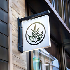 logo on shop sign mockup design