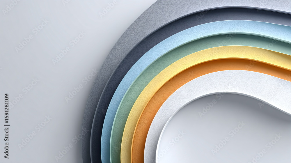 Fototapete abstract 3d rendering of pastel arches creating a colorful layered pattern, creating a modern patter