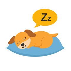 Cute Cartoon Dog Sleeping on a Pillow with "Zzz" Bubble
