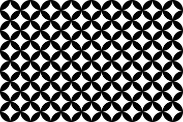 Japanese Shippo Pattern with Black Lines on Transparent Background