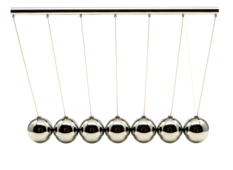 Newton s cradle kinetic energy demonstration toy isolated on transparent background