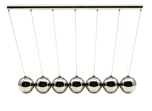 Newton s cradle kinetic energy demonstration toy isolated on transparent background