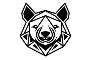 Geometric stylized bear head in black and white shows a striking animal design