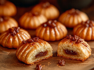 Delicious golden pastries filled with sweet date paste. Perfect Middle Eastern dessert for sharing.