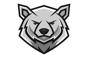 Fierce grey bear head with geometric patterns creates a striking animal mascot
