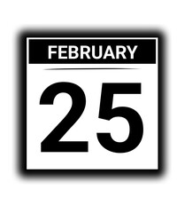 Black and white color February month calendar date  25