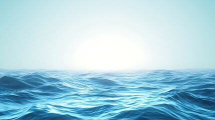 Ocean Wave Surface View with Horizon and Sunlight for Backgrounds