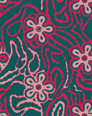 Exotic hand drawn flowers, seamless patterns with floral for fabric, textiles, clothing, wrapping paper, cover, banner, home decor, abstract backgrounds.