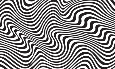 Fototapeta premium Twisted duo tone backgrounds. Abstract pattern from lines, halftone effect. Black and white texture. Minimalist design template for poster, banner, cover, postcard.